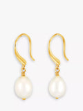Dower & Hall Baroque Pearl Drop Earrings 3.5cm Drop