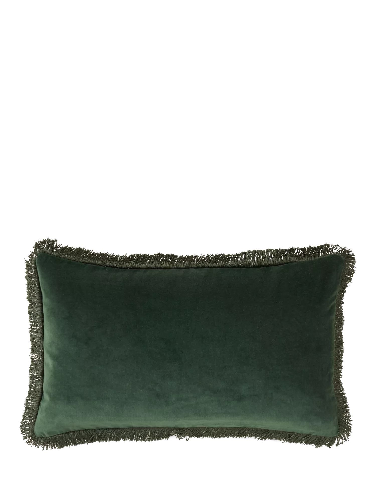 Truly Fringed Velvet Lombard Cushion, Emerald Green