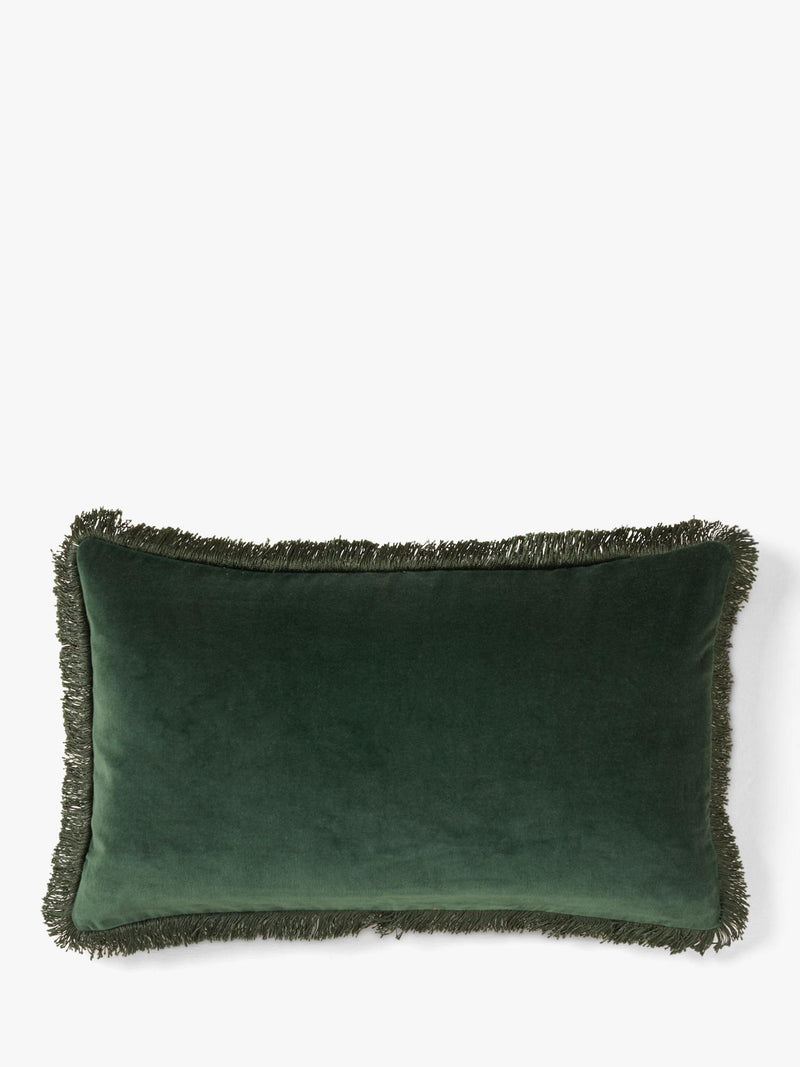 Velvet fringe cushion with feather padding (British brand)