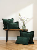 Velvet fringe cushion with feather padding (British brand)