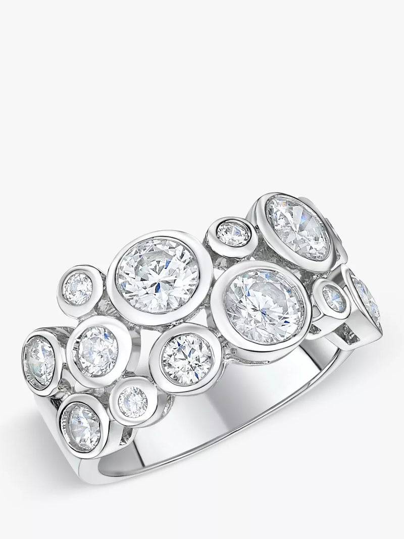 Jools by Jenny Brown Cubic Zirconia Scatter Bubble Ring Silver