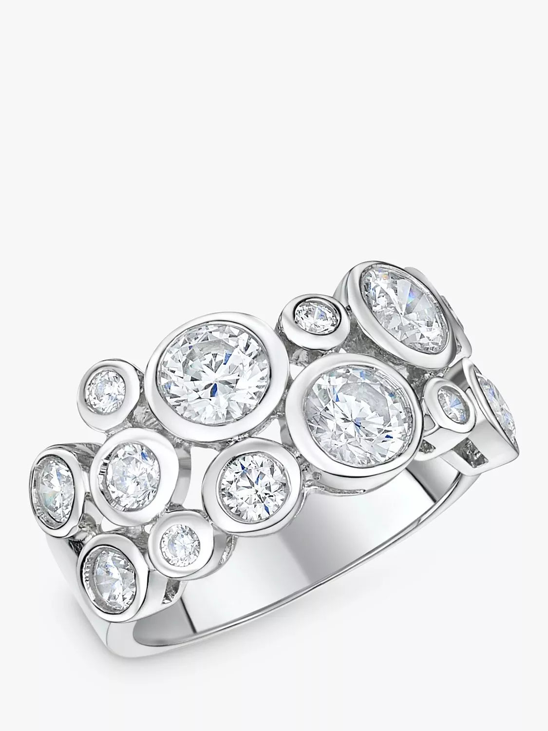 Jools by Jenny Brown Cubic Zirconia Scatter Bubble Ring Silver
