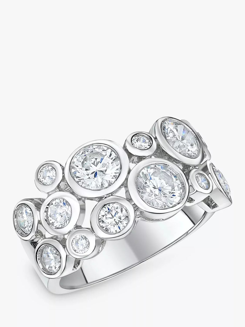 Jools by Jenny Brown Cubic Zirconia Scatter Bubble Ring Silver