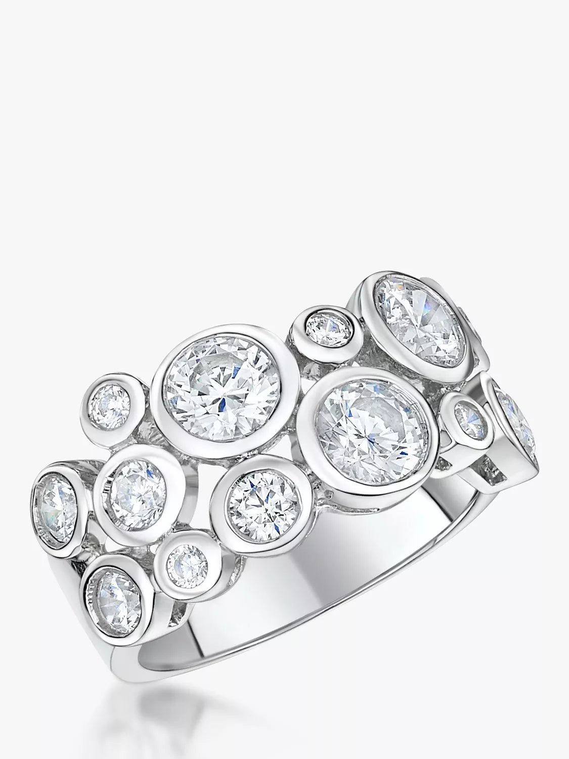 Jools by Jenny Brown Cubic Zirconia Scatter Bubble Ring Silver