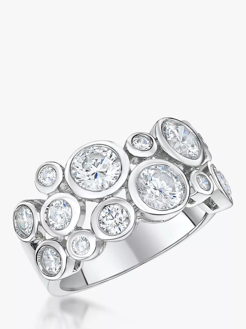 Jools by Jenny Brown Cubic Zirconia Scatter Bubble Ring Silver