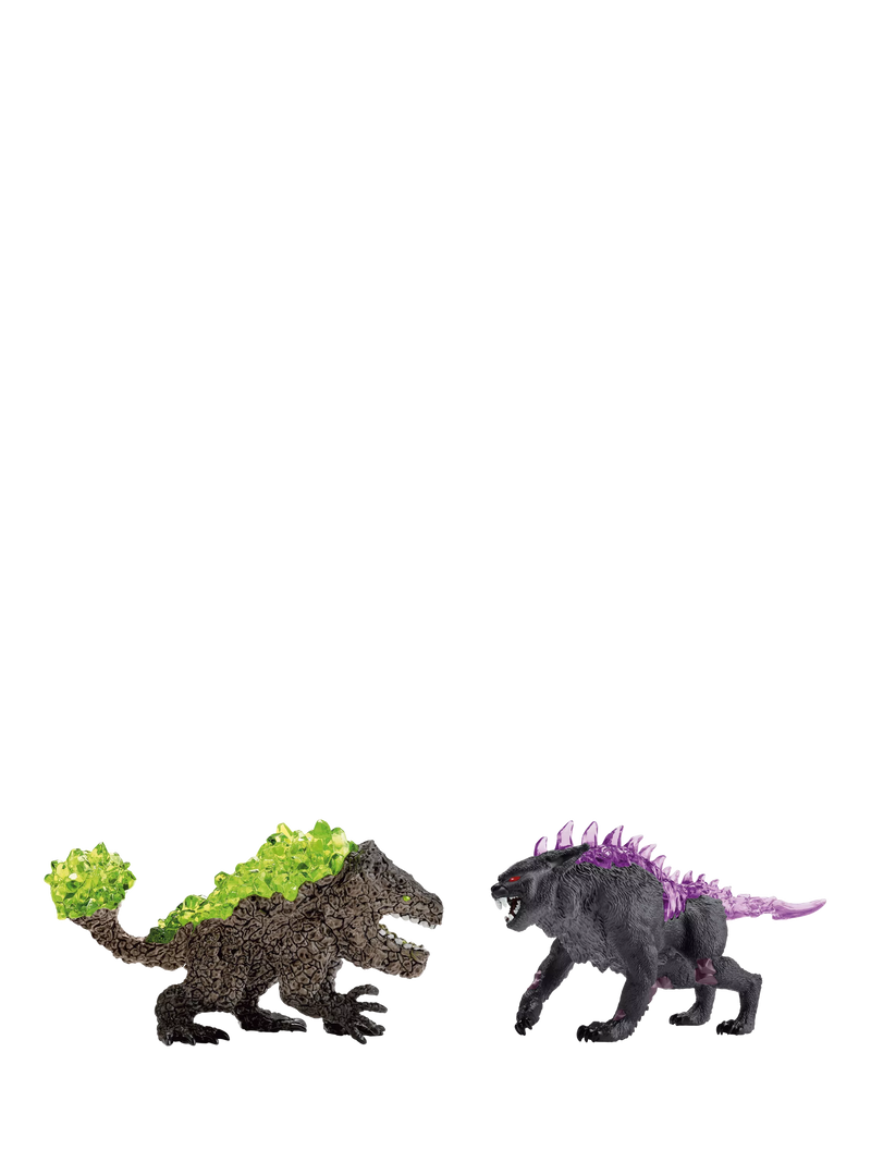 Schleich Eldrador Creatures Shadow Lynx vs Rock Crusher action figures (British brand)