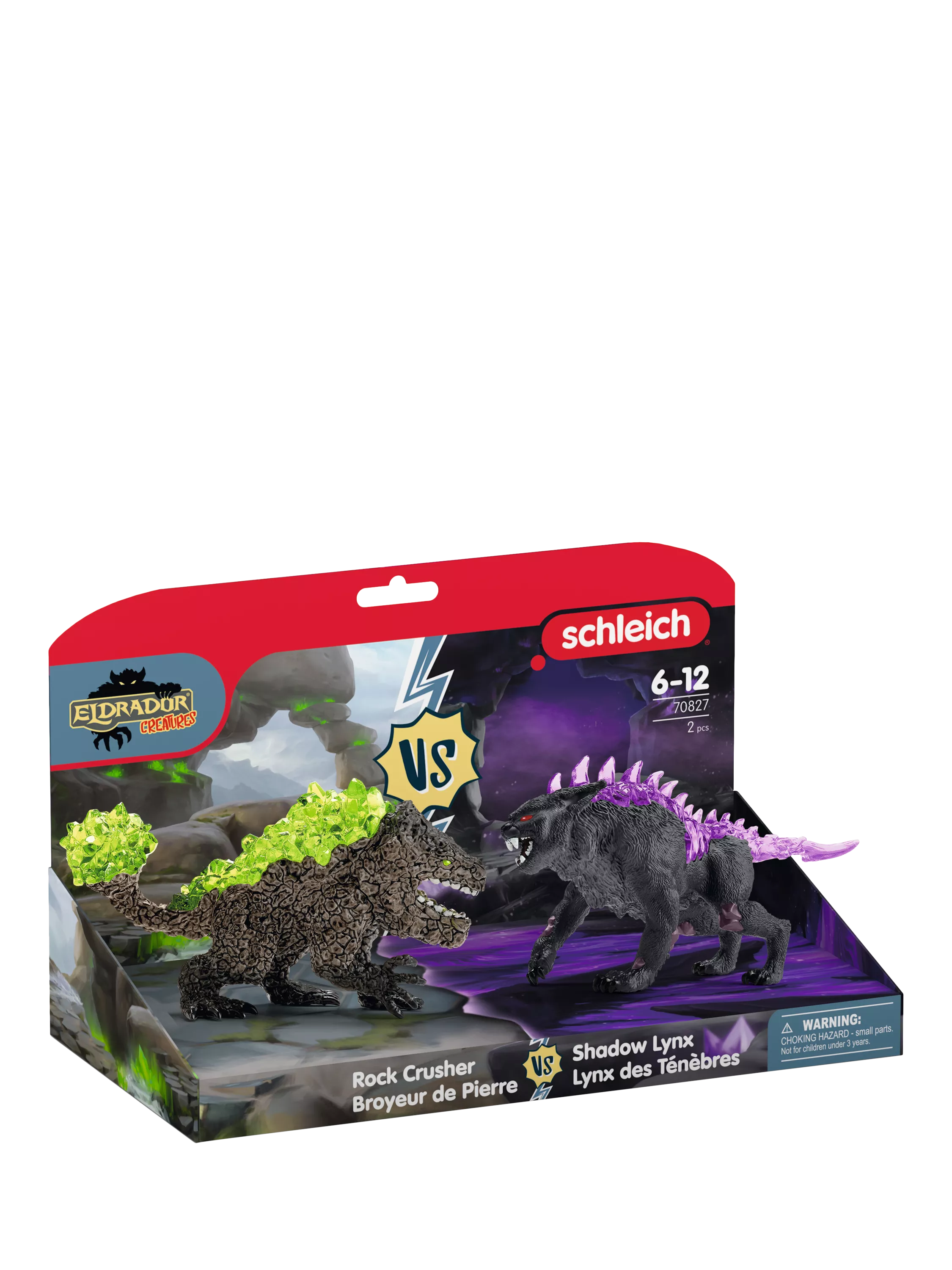 Schleich Eldrador Creatures Shadow Lynx vs Rock Crusher action figures (British brand)