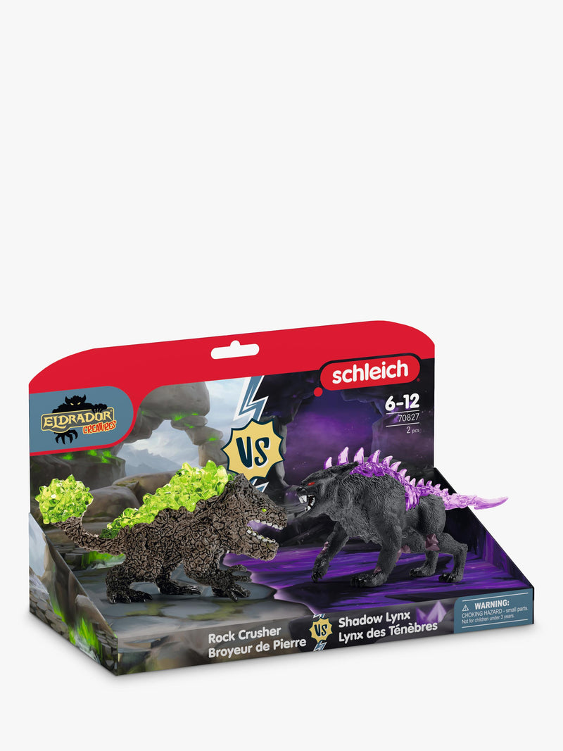 Schleich Eldrador Creatures Shadow Lynx vs Rock Crusher action figures (British brand)
