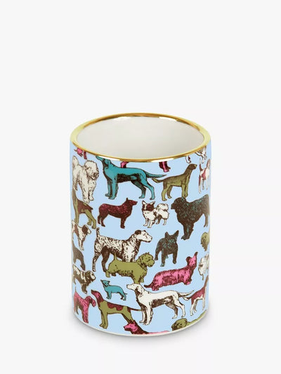 Penneholder i porselen med quirky samtale-blomsteravtrykk