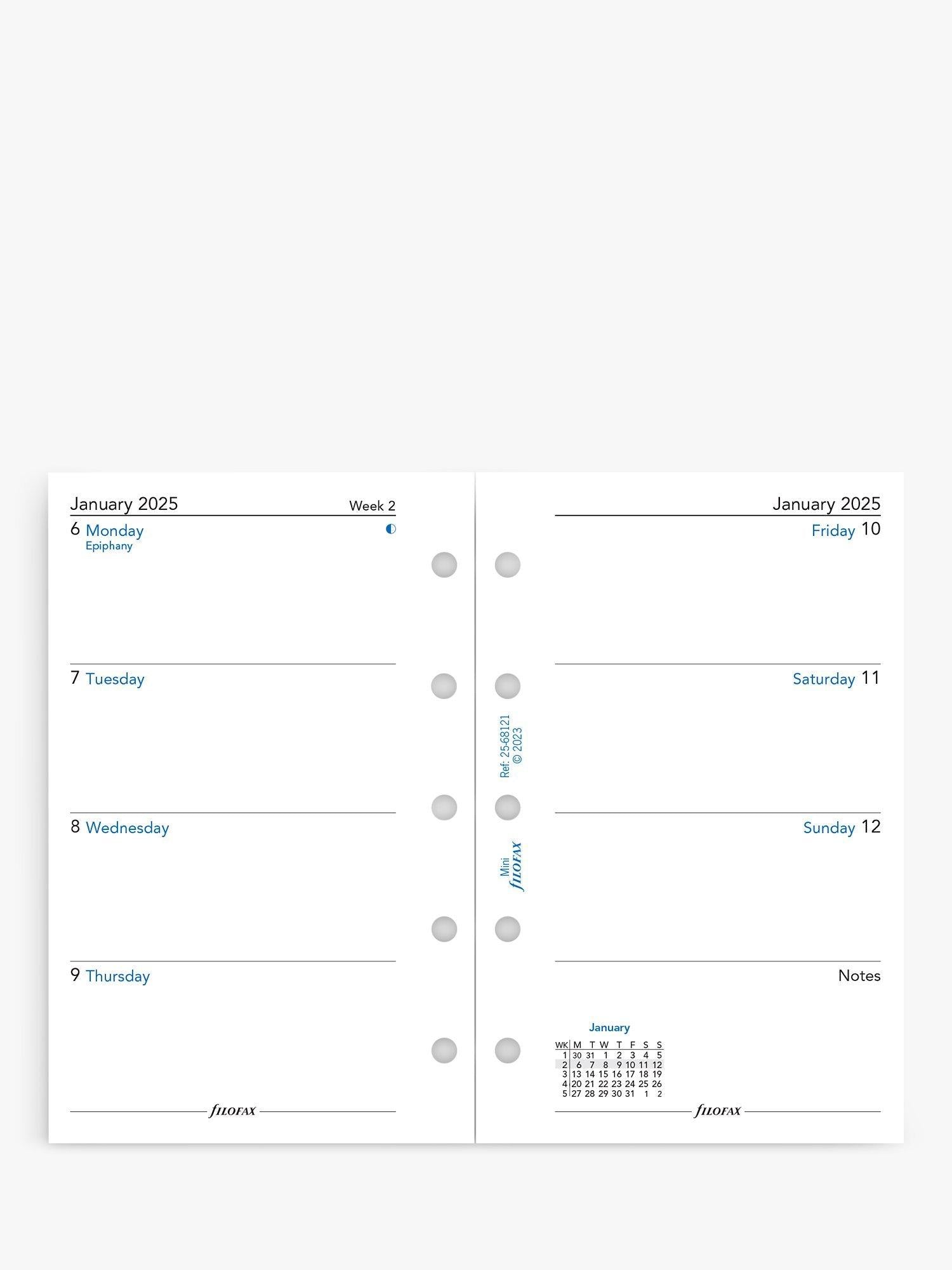 Filofax Mini diary refill 2025 - British product