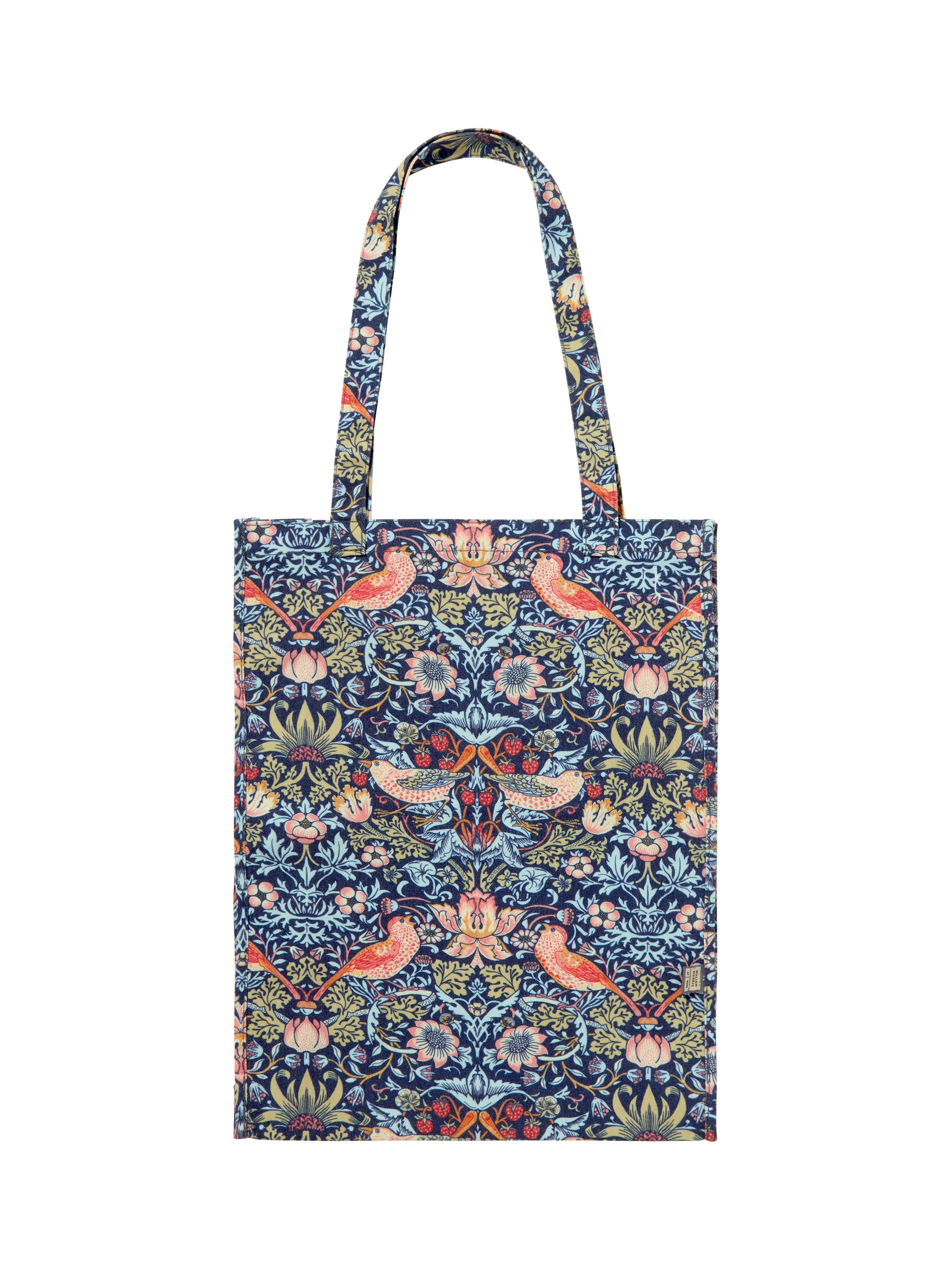William Morris At Home Strawberry Thief cotton tote bag in blue, UK version