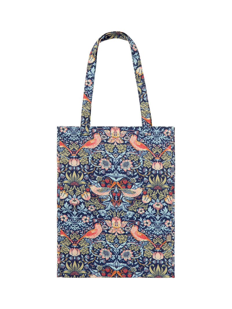 William Morris At Home Strawberry Thief cotton tote bag in blue, UK version