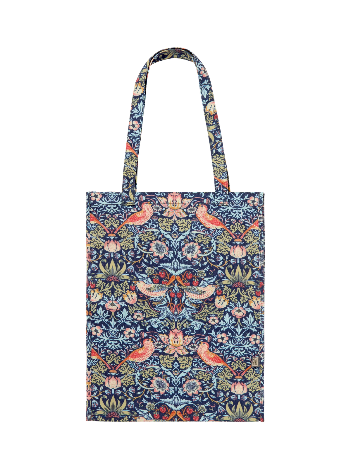 William Morris At Home Strawberry Thief cotton tote bag in blue, UK version