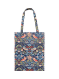 William Morris At Home Strawberry Thief cotton tote bag in blue, UK version