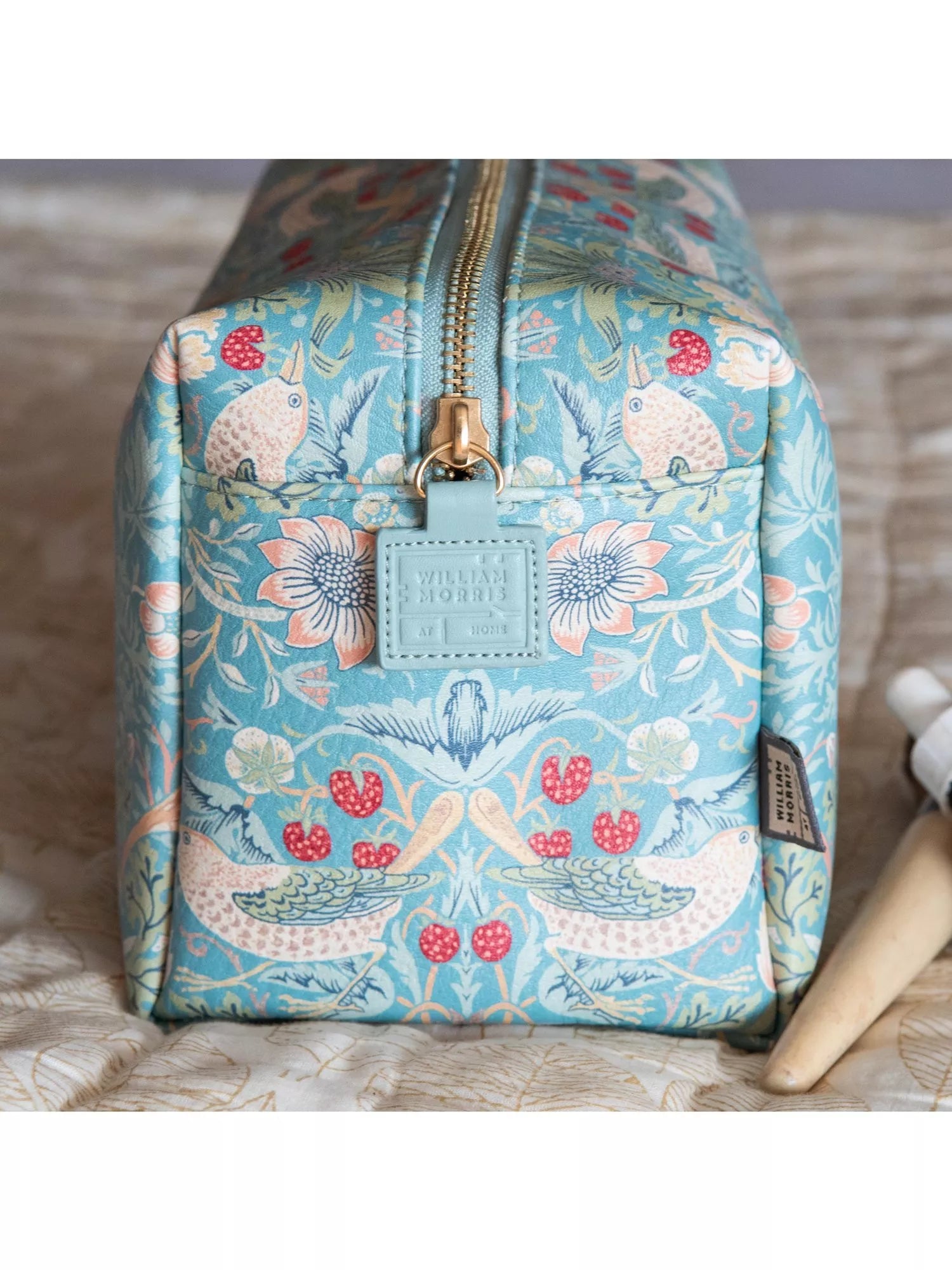 William Morris At Home Strawberry Thief blue wash bag, imported from the UK