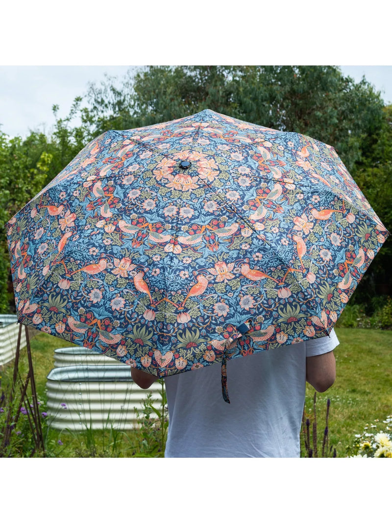 William Morris At Home Strawberry Thief blue umbrella (British brand)
