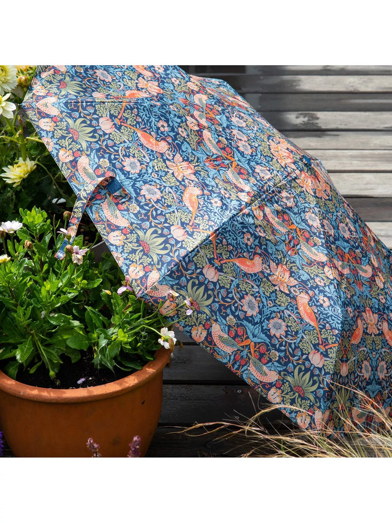 William Morris At Home Strawberry Thief blue umbrella (British brand)