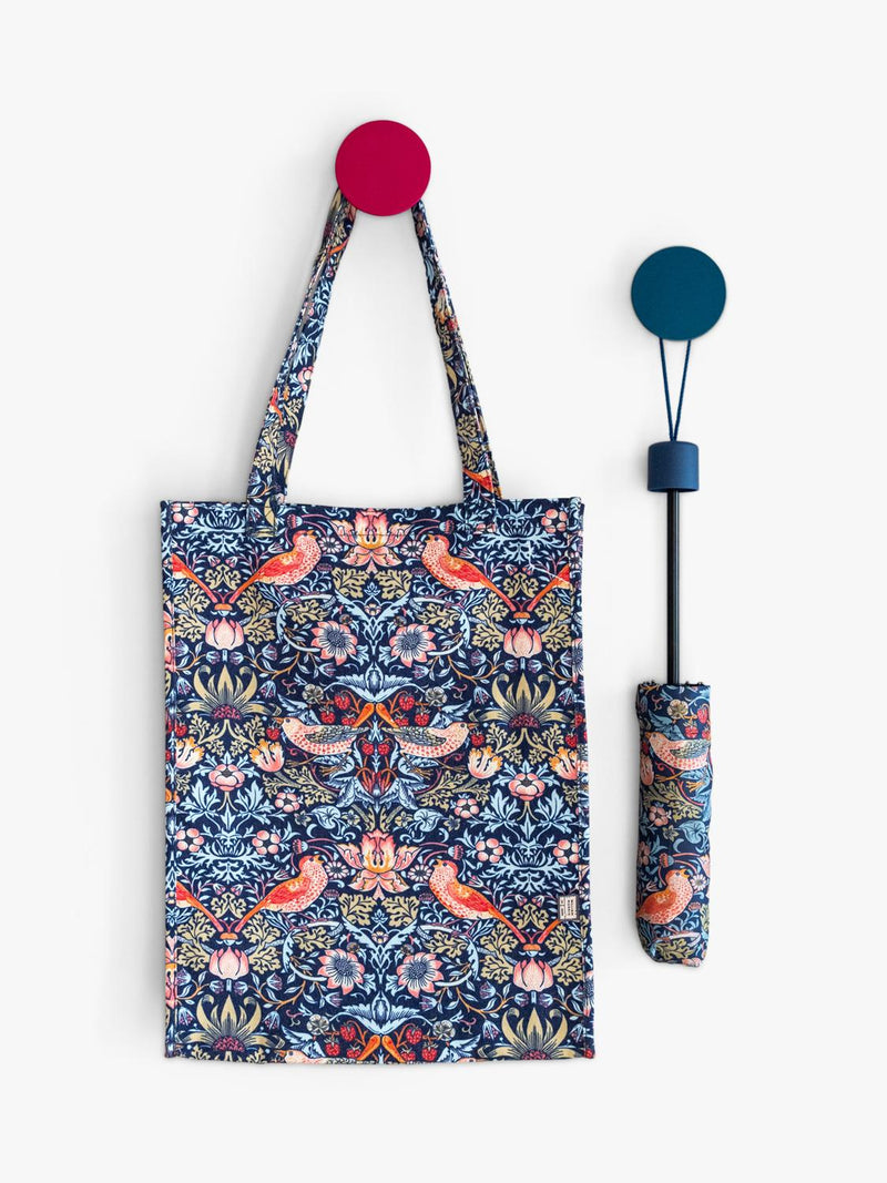 William Morris At Home Strawberry Thief blue umbrella (British brand)