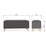 GFW Secreto fabric ottoman charcoal 43x98x37 cm, UK version