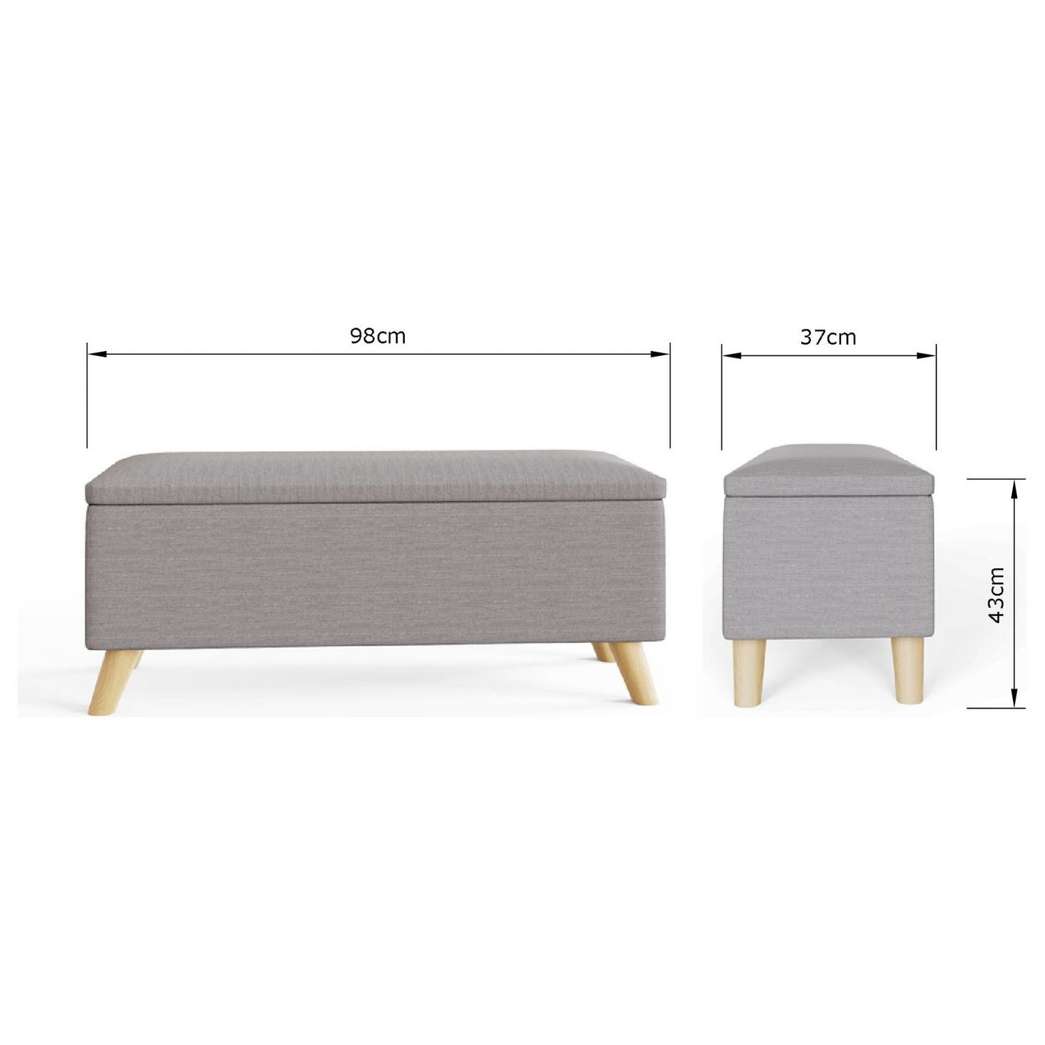 GFW Secreto Fabric Ottoman Light Grey 76 litre, UK version