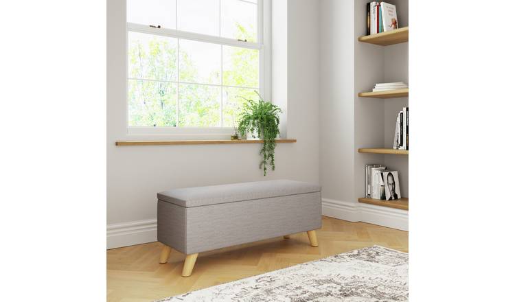 GFW Secreto Fabric Ottoman Light Grey 76 litre, UK version