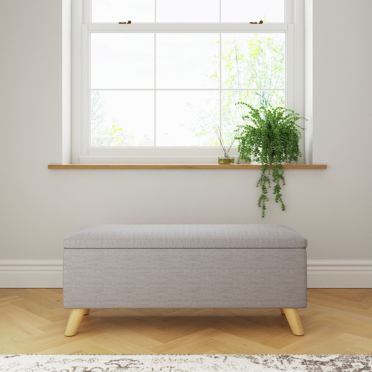 GFW Secreto Fabric Ottoman Light Grey 76 litre, UK version