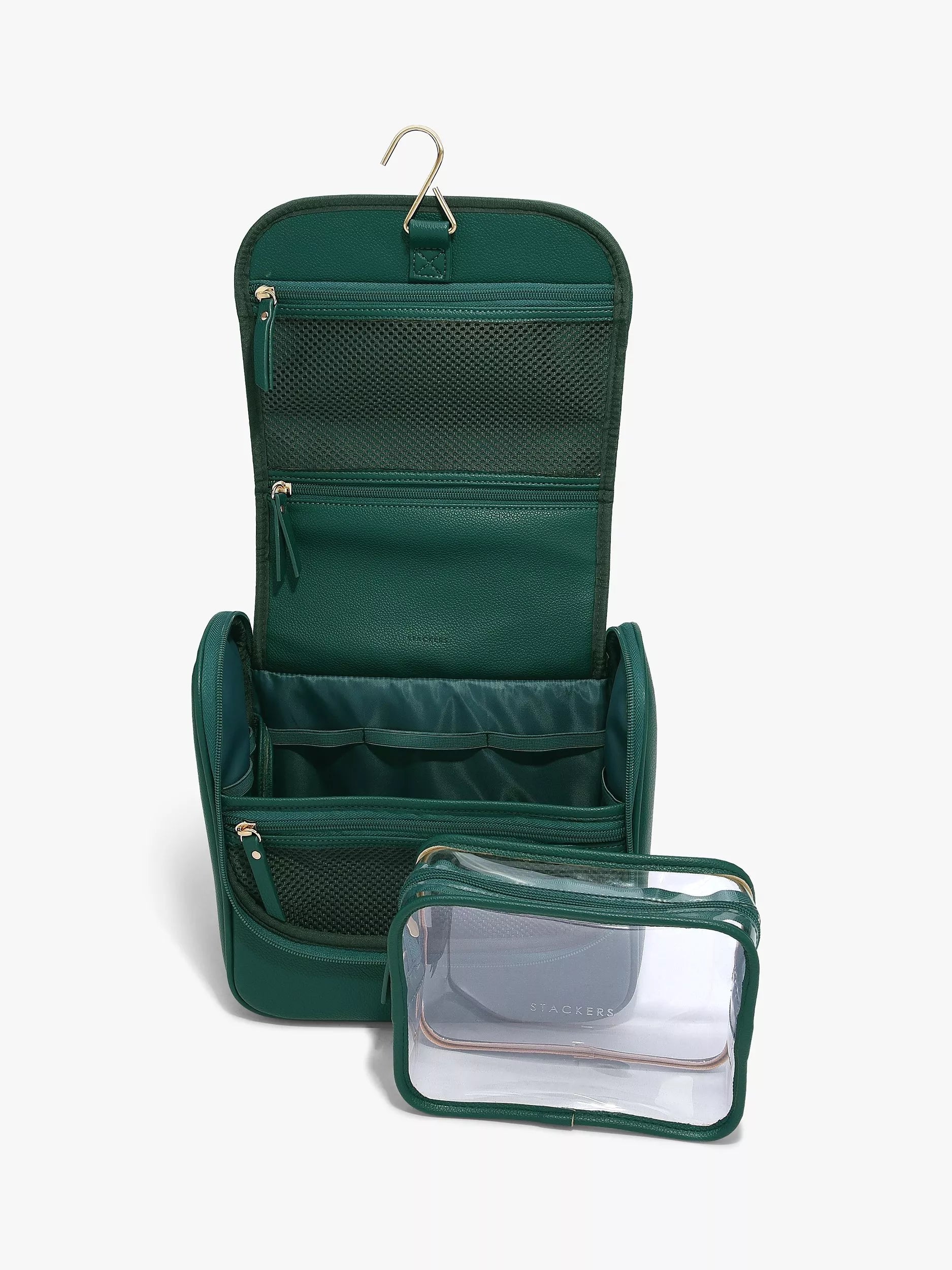 Stackers Large Hanging Travel Wash Bag, Forest Green