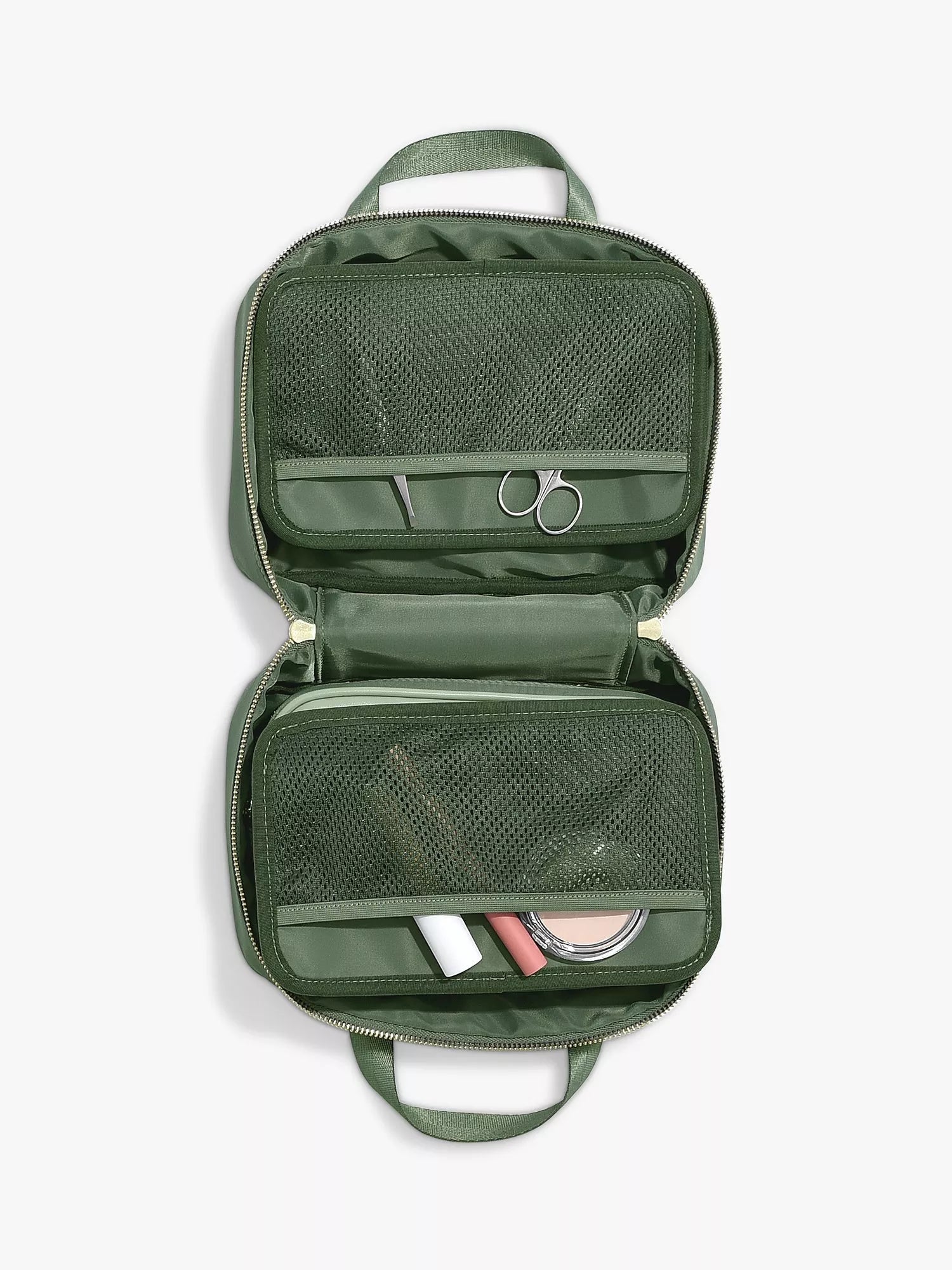 Stackers hanging wash bag in khaki (British brand)