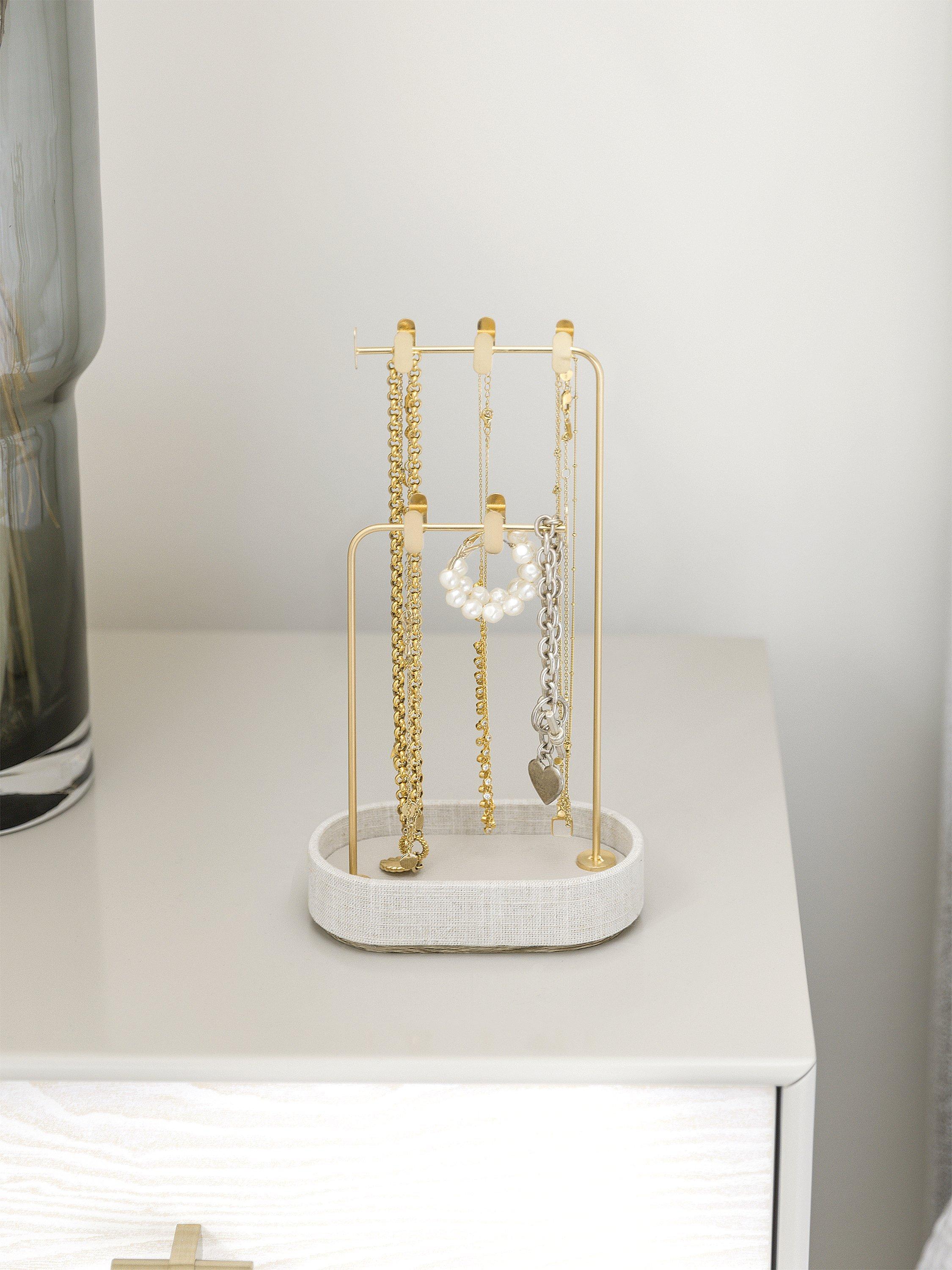 Multi Hook Jewellery Stand in Oatmeal & Linen (British brand)