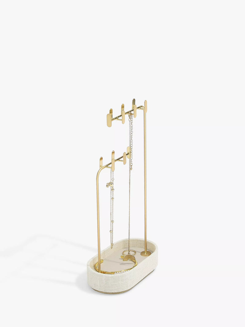 Multi Hook Jewellery Stand in Oatmeal & Linen (British brand)