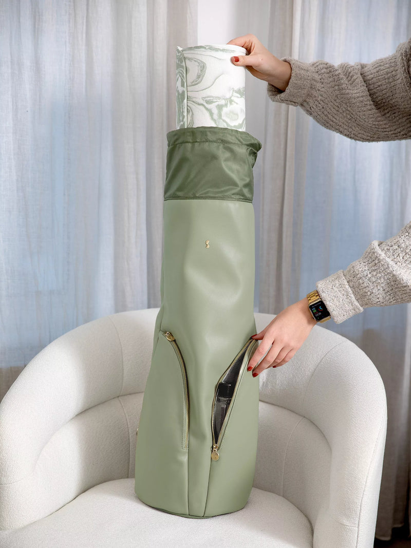 Stackers yoga bag green recycled PU (British brand)