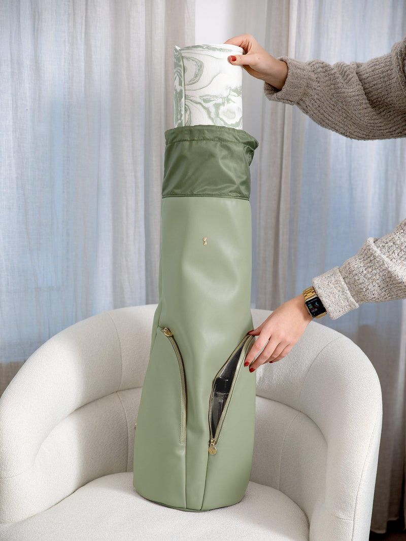 Stackers yoga bag green recycled PU (British brand)