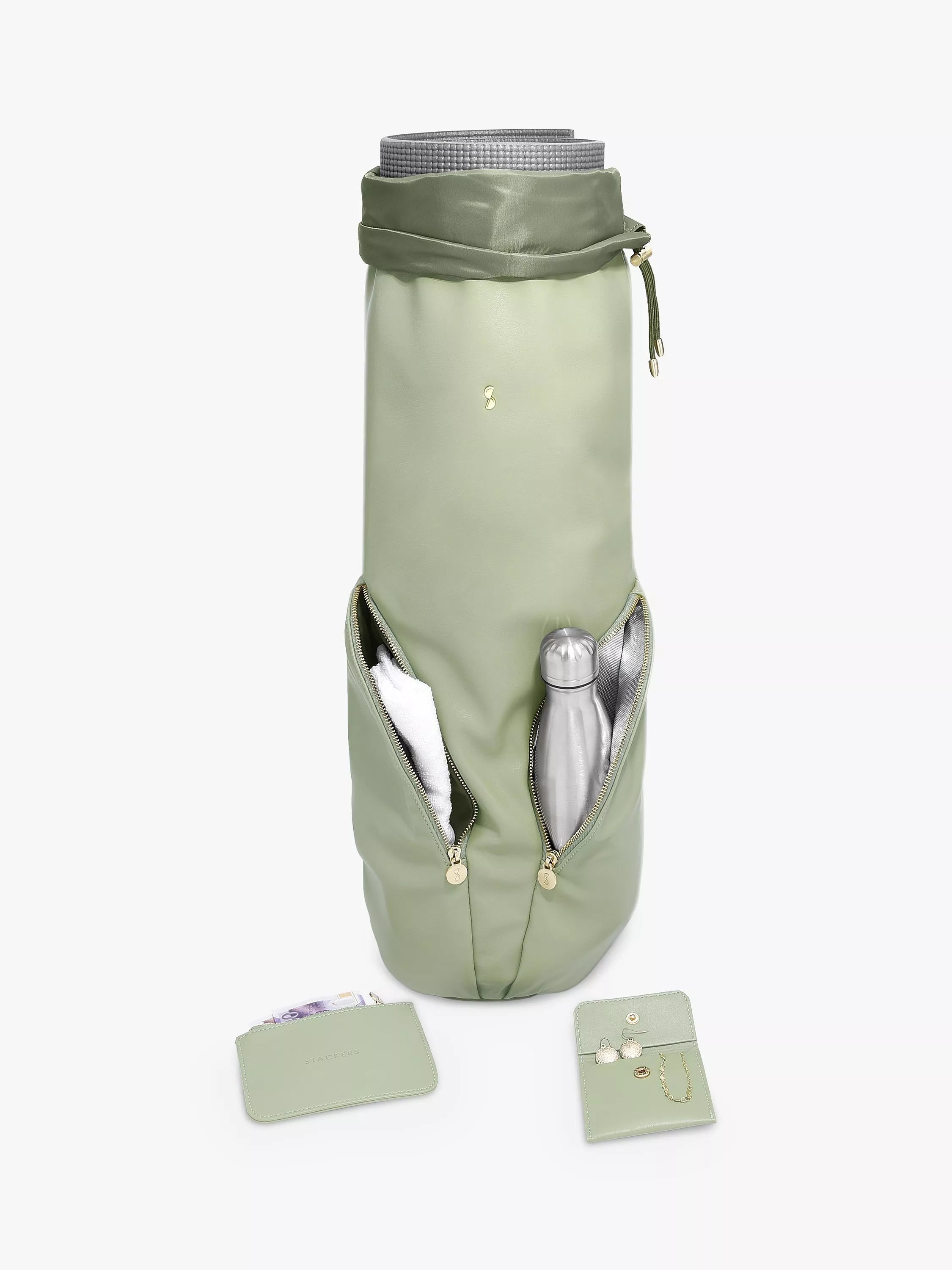 Stackers yoga bag green recycled PU (British brand)