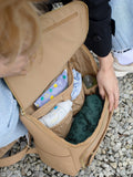 Stackers parent backpack in camel with changing mat - British product