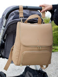 Stackers parent backpack in camel with changing mat - British product