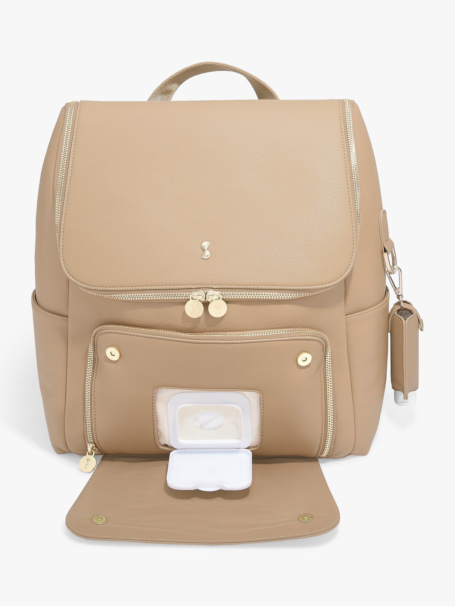 Stackers parent backpack in camel with changing mat - British product