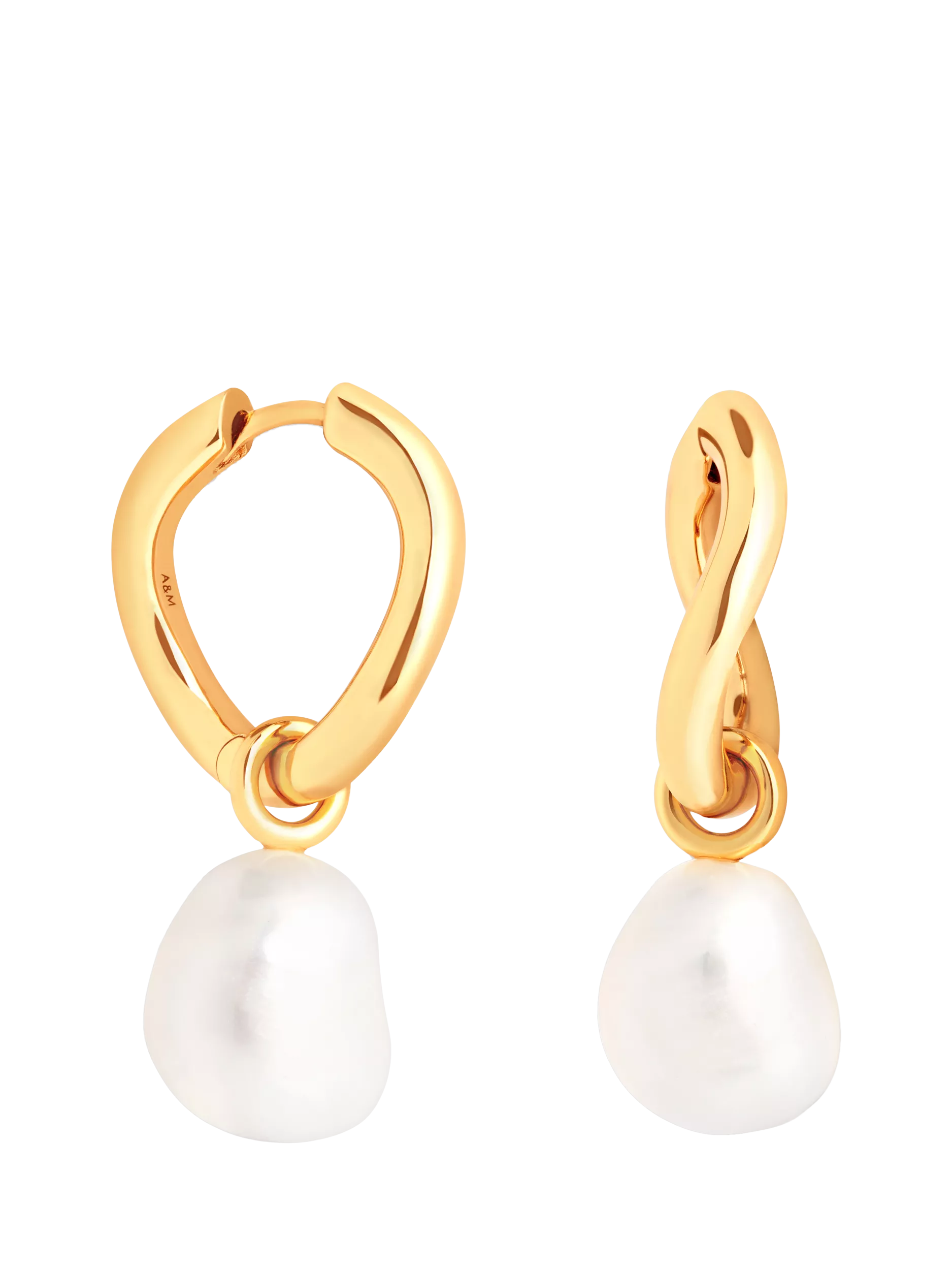Astrid & Miyu Serenity Pearl Charm Hoop Earrings Gold, UK version