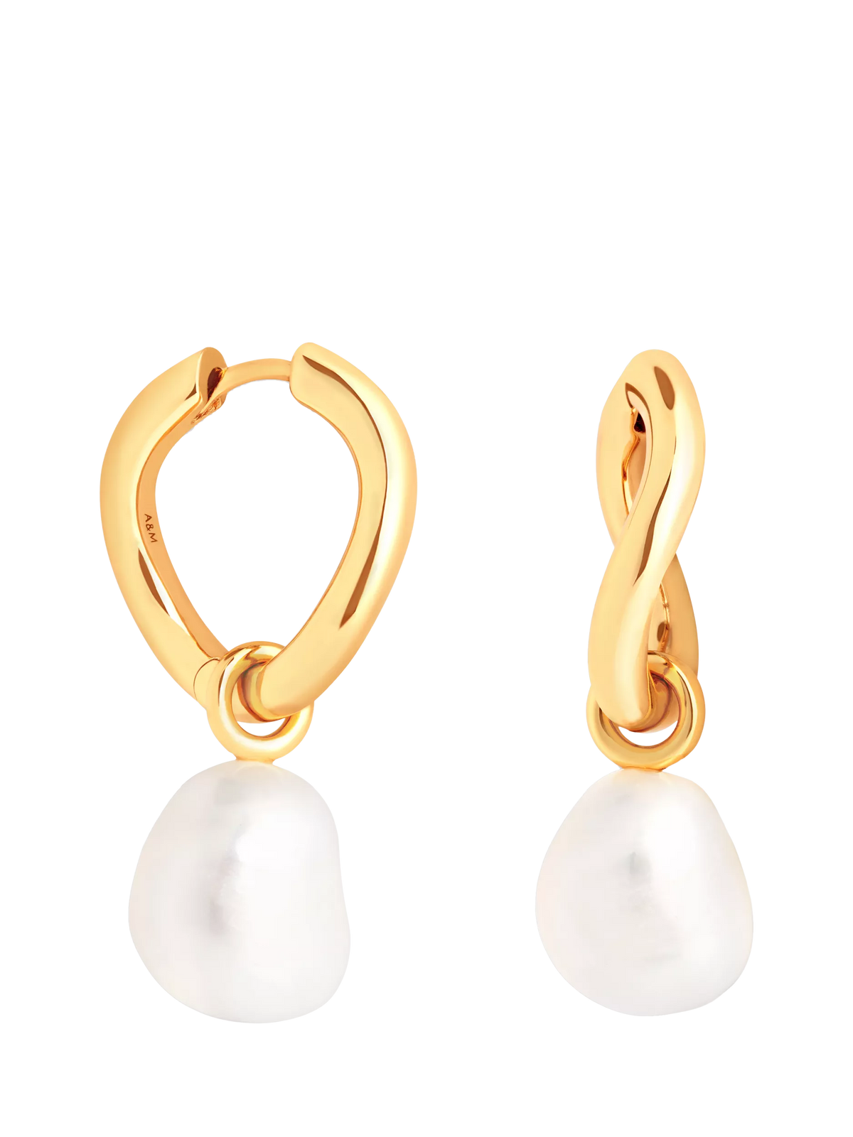 Astrid & Miyu Serenity Pearl Charm Hoop Earrings Gold, UK version
