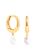Astrid & Miyu pearl charm huggies earrings gold - British product