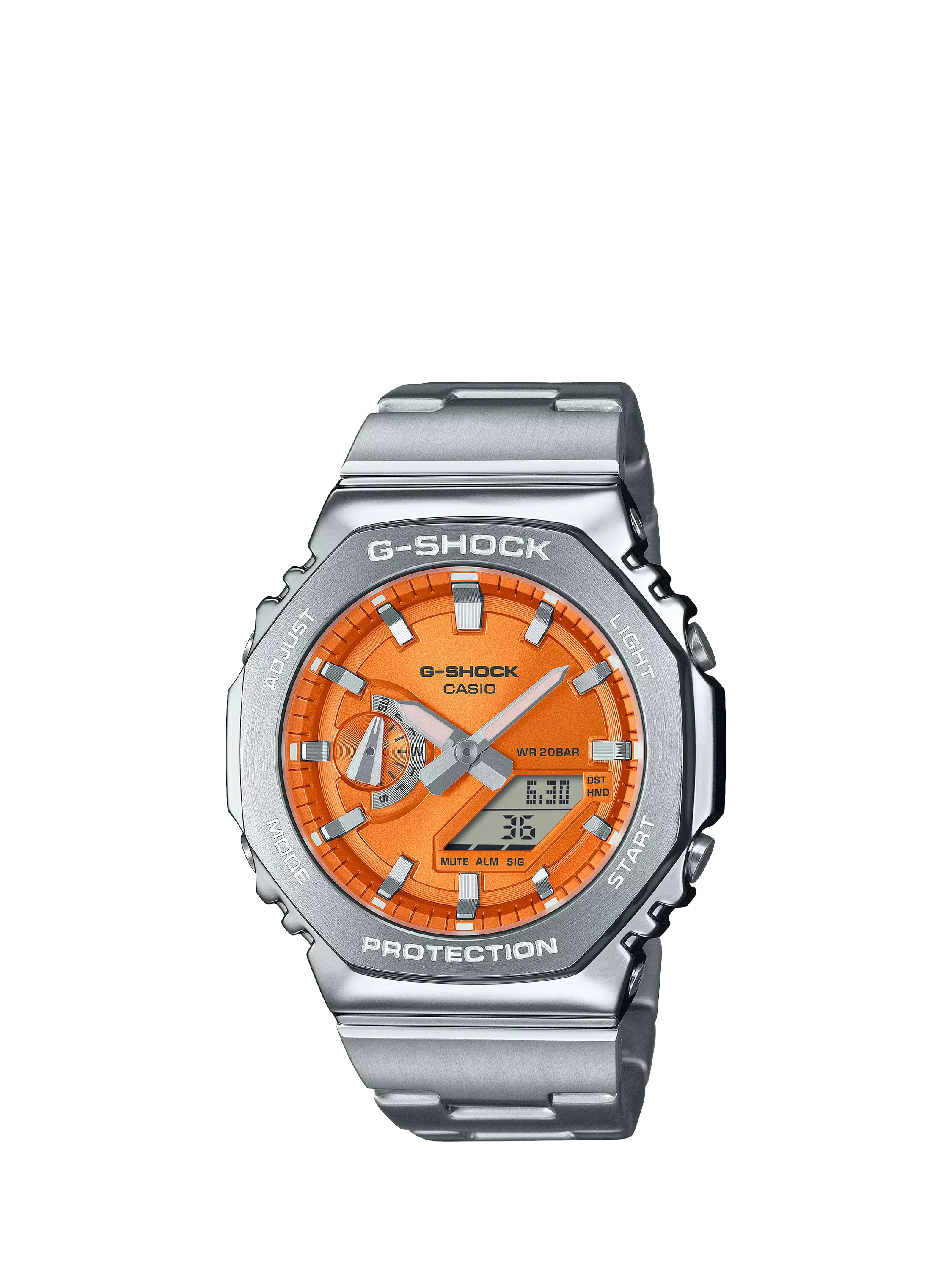 Casio G-SHOCK Herrenuhr blaues Zifferblatt Metallarmband, UK-Version
