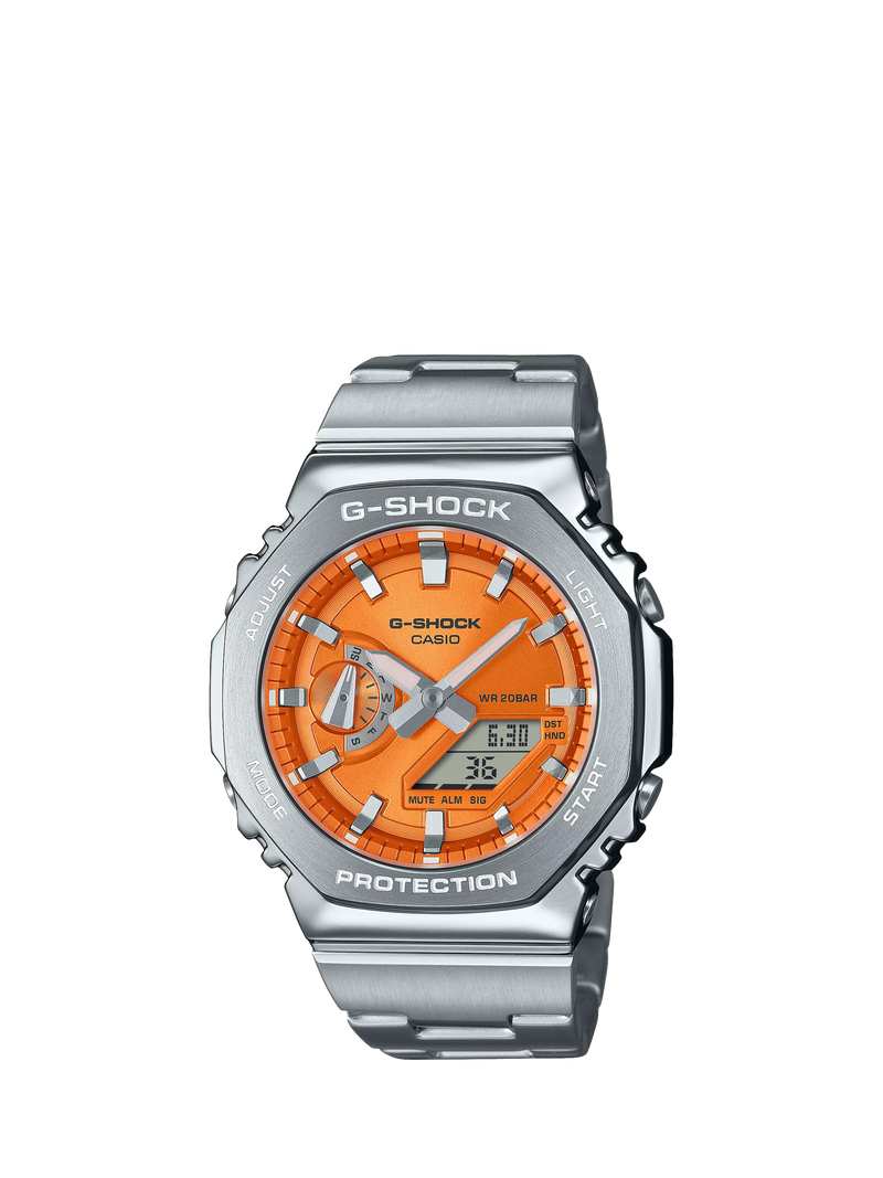 Casio G-SHOCK Herrenuhr blaues Zifferblatt Metallarmband, UK-Version