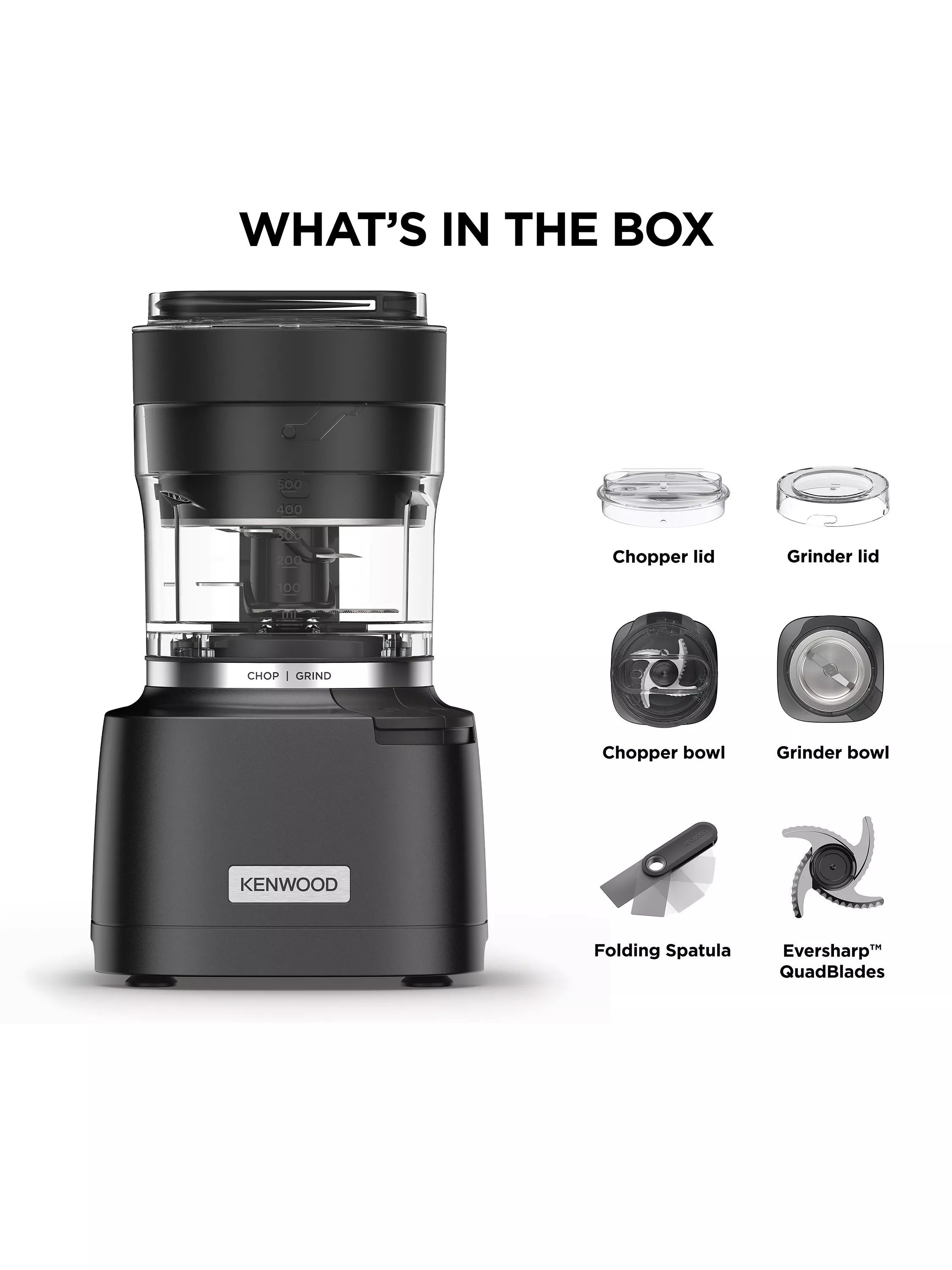 Kenwood Duo Prep chopper grinder black, imported from the UK