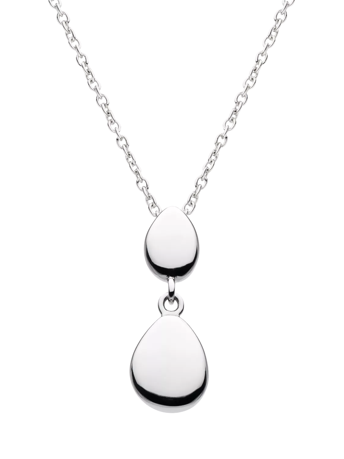 Kit Heath Coast Pebbles twin drop pendant necklace silver (British brand)