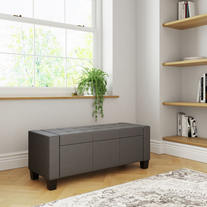 GFW Verona Ottoman Bench in Charcoal H39 W104 D39cm, UK version