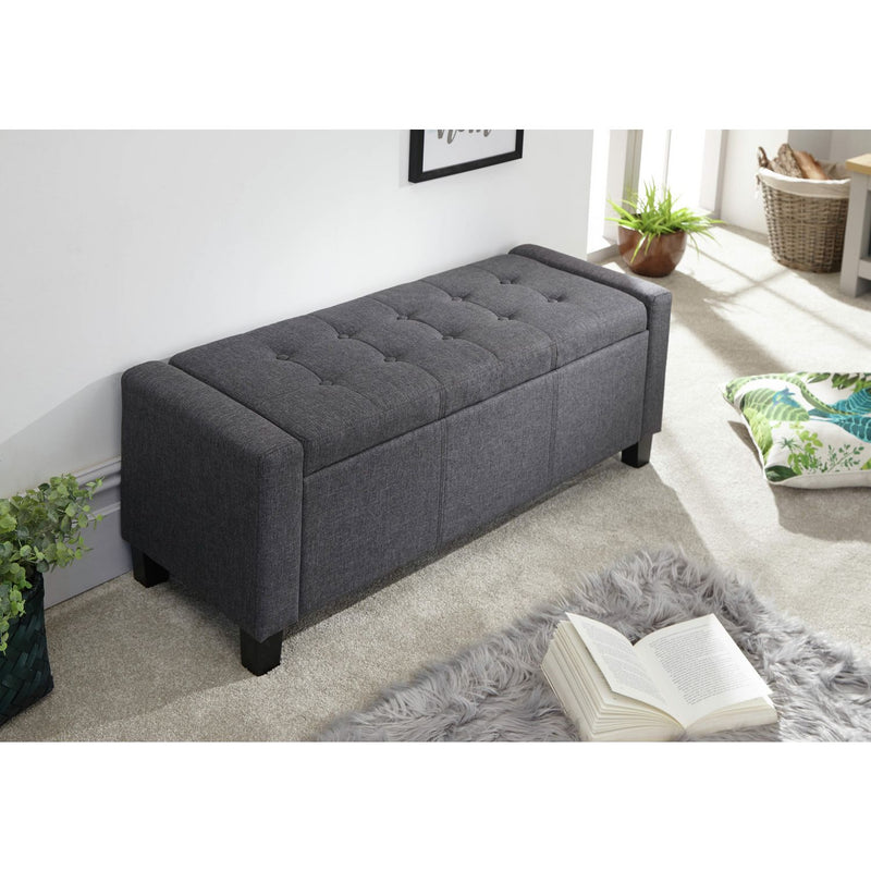 GFW Verona Ottoman Bench in Charcoal H39 W104 D39cm, UK version