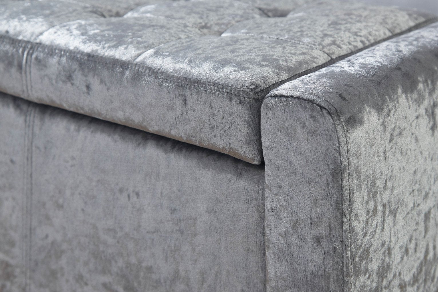 GFW Verona Velvet Ottoman Bench in Grey 104cm wide - British product