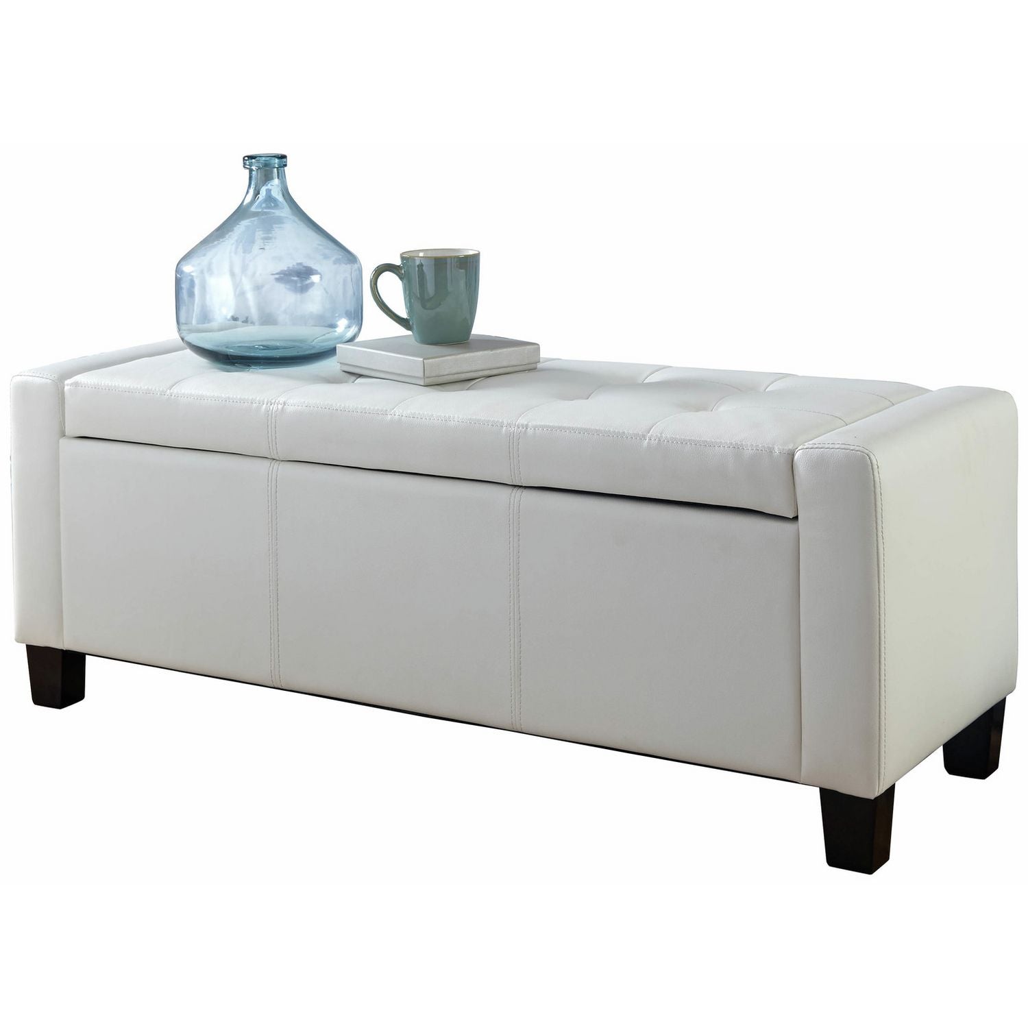 GFW Verona Faux Leather Ottoman Bench - White