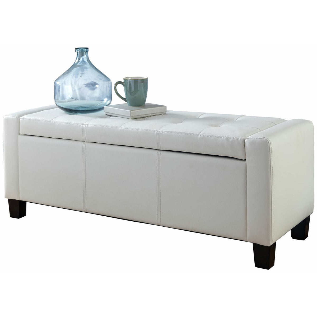 GFW Verona Faux Leather Ottoman Bench - White