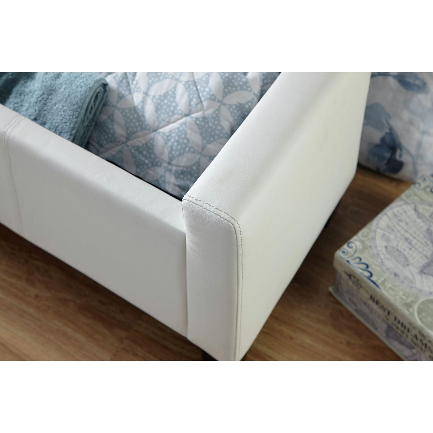 GFW Verona Faux Leather Ottoman Bench - White