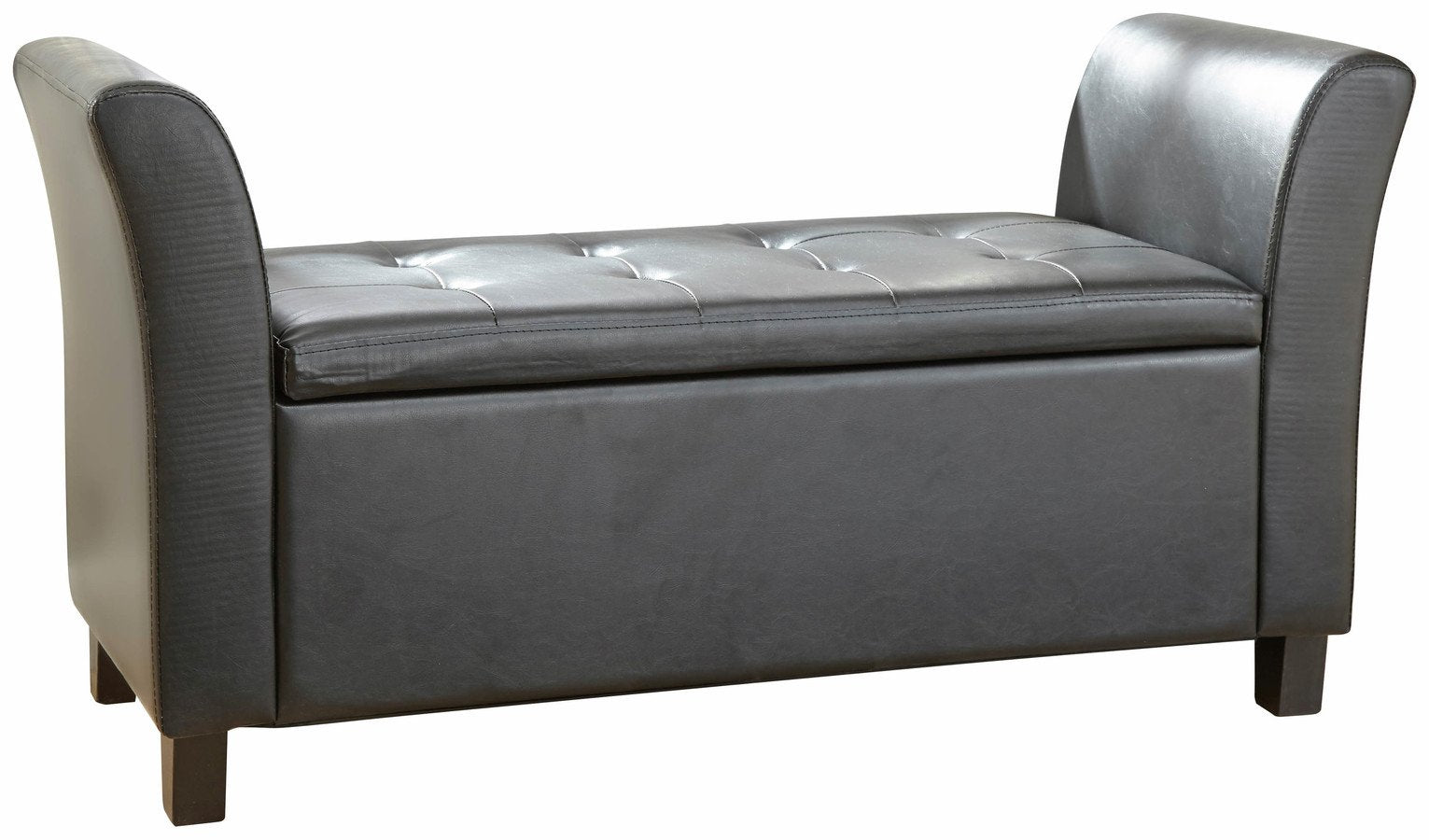 GFW Verona storage ottoman in black with 87.4 litre capacity, UK version